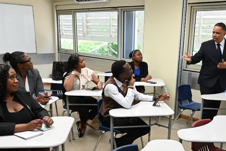 Students in a classroom during the Two-Year Programme at Norman Manley Law School