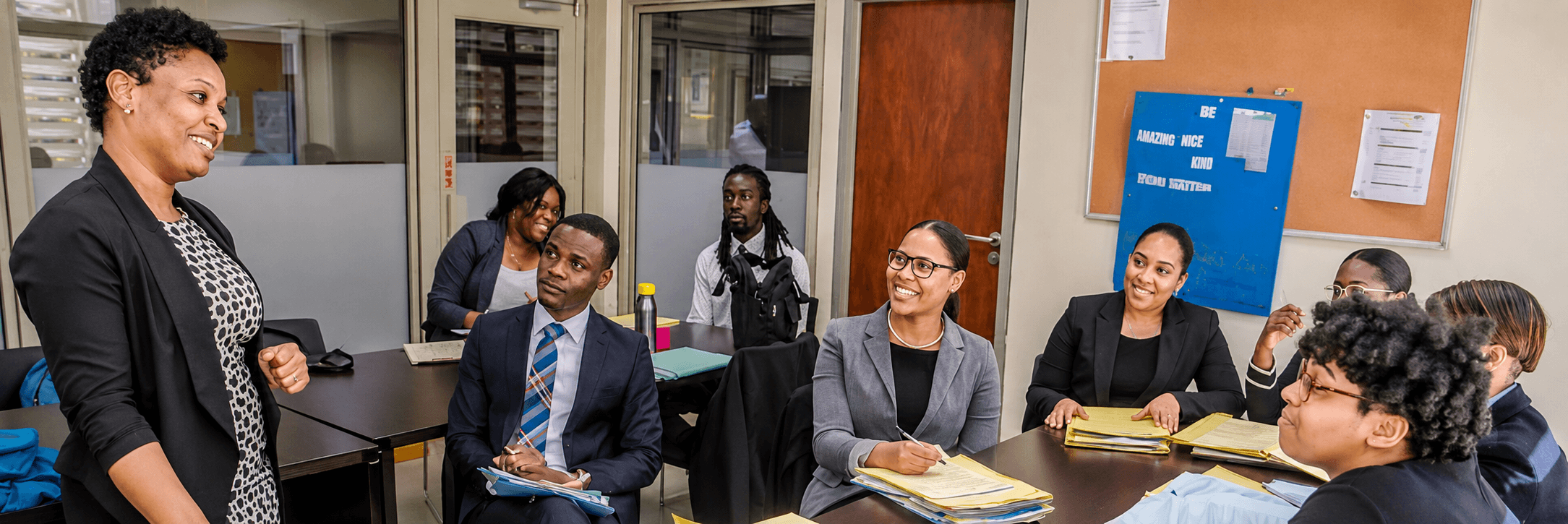 Students and supervising attorneys-at-law at work in the Norman Manley Law School Legal Aid Clinic